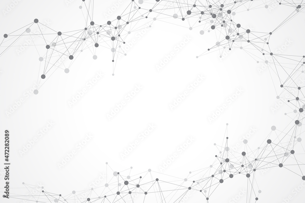 Leinwandbilder Geometric graphic background molecule and communication. Big data complex with compounds. Lines plexus, minimal array. Digital data visualization. Scientific cybernetic illustration.