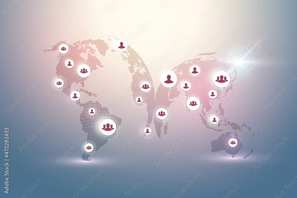 Aufkleber Big data visualization. Geometric abstract background visual information complexity. Futuristic infographics design. Technology background with connected line and dots, wave flow illustration
