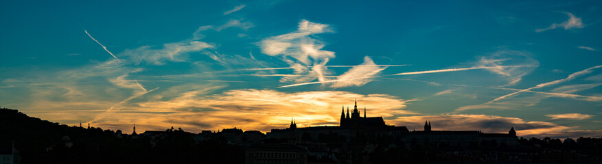 Naklejka na ściany i meble Silhouette of Prague at sunset