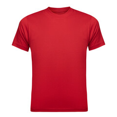 Red T-shirt mockup men as design template. Tee Shirt blank isolated on white. Front view - 472283237