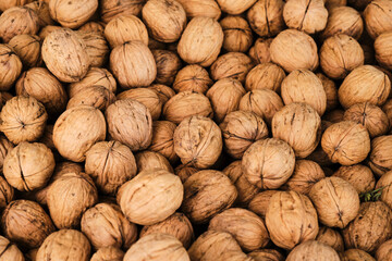Pile of walnuts at stall