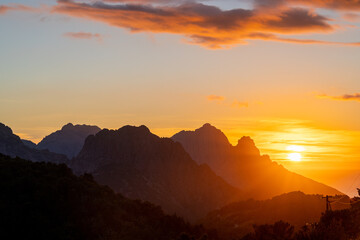 Sunset on the island of Corsica, Piana, France