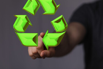 3d rendering of green recycle icon