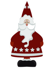 Funny Santa Claus for Christmas cards, banners, labels and labels. Vector illustration isolated on white background.