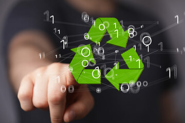 volumetric green recycling sign 3d