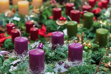 Close up of Christmas ornaments and decorations.