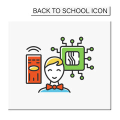 Technologies color icon. School subject. Learning modern technologies at school. Education concept. Isolated vector illustration
