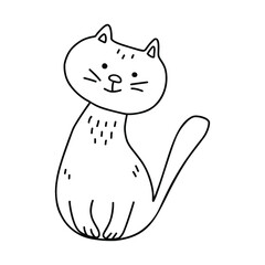 Vector doodle illustration of cute cat.