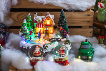 Close up of Christmas ornaments and decorations.