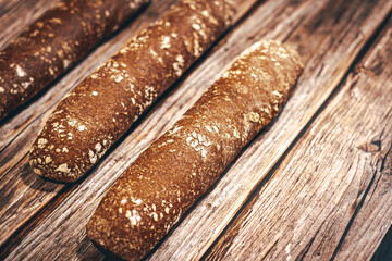 Bread on a table, to make sandwiches