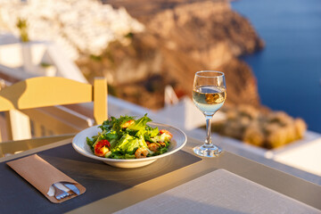 Dinner with seafood and wine