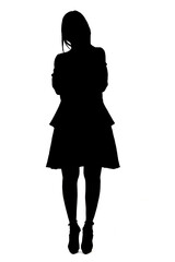 silhouette of a woman with dress and heels and arms crossed