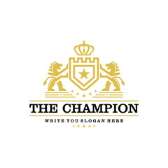 Luxury Golden Royal Lion King logo design