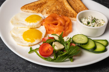 fried eggs with vegetables