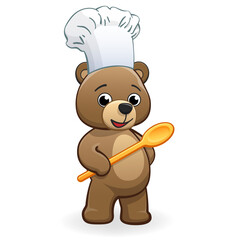 cute cartoon teddy bear chef baker
