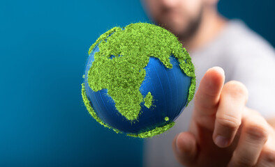 Ecology concept of green Earth globe made of leaves