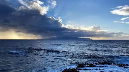 Fototapeta na wymiar Sunset at the Canary islands in the Atlantic ocean.