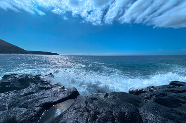The blue wild Atlantic ocean and its waves