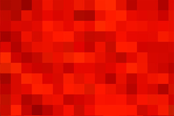 Red geometric texture from squares. Vector background of square red pixels. A backing of red mosaic squares, space for your design or text. Vector illustration