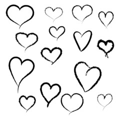 Set of hearts hand drawn vector