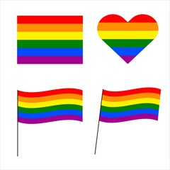 Set of symbols with the colors of the LGBT flag. Vector illustration.
