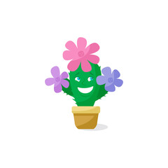 Blooming and cheerful cactus on a white background.