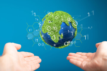 volumetric green recycling sign 3d digital