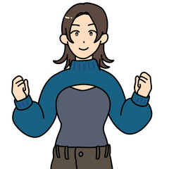 アームカバーニットを着た女性（暗い髪色）