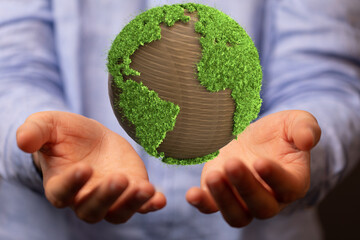 Ecology concept of green Earth globe made of leaves