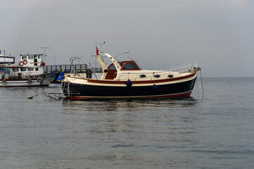 a seaboat is anchored at sea