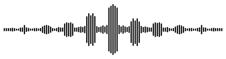 Black color sound wave on white background