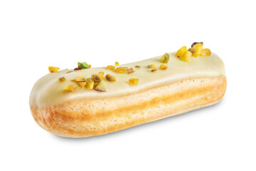 Pistachio eclairs on a white isolated background