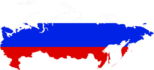 Map of Russia - North region of Asia with national flag