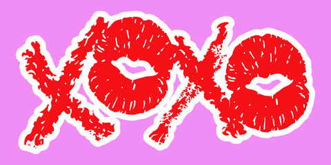 Valentine's day decoration sign with lips prints and lipstick marks