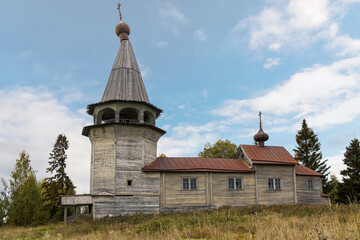 Vegoruksa Church of St. Nicholas the Wonderworker . Karelia. Abandoned place. village Vegoruksa, Republic of Karelia Zaonezhie in northern Russia, - obrazy, fototapety, plakaty
