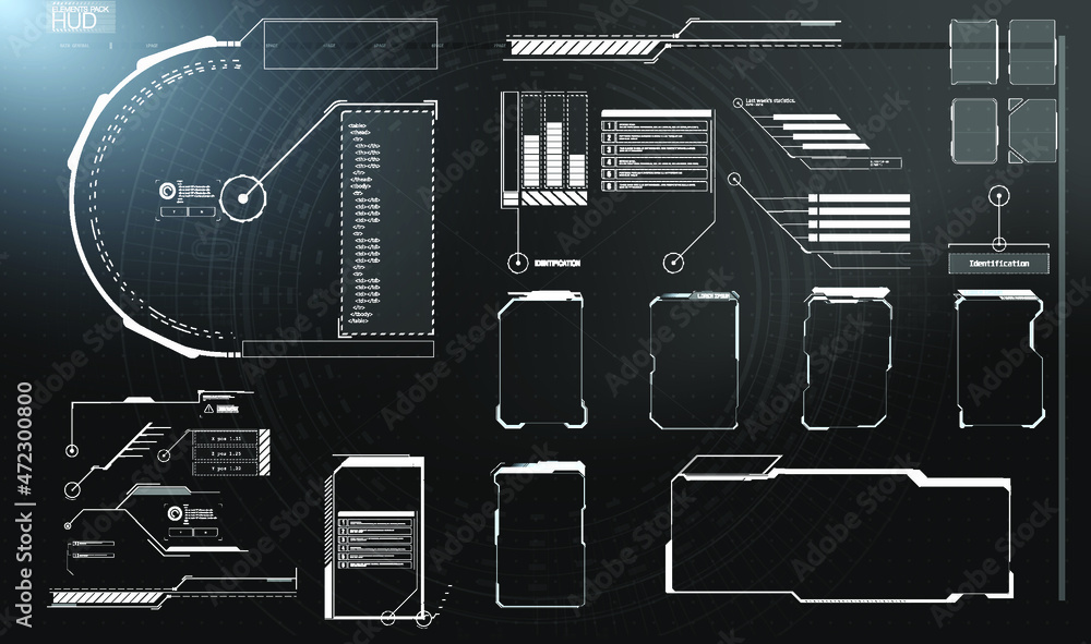 Poster futuristic vector hud interface screen design. digital callouts titles. hud ui gui futuristic user i