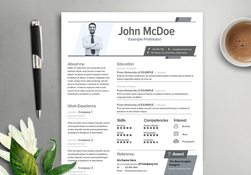 Resume Layout with Grey Accents