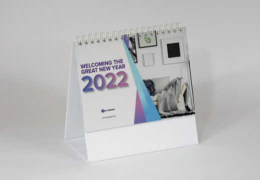 Desk Calendar with Purple and Blue Gradient Accents