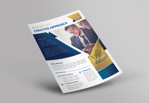 Corporate Flyer with Blue and Gold Accents