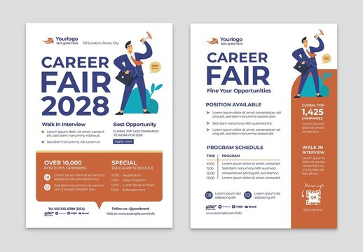 Career Fair Flyer Layout for Online Job Remote Work Hiring