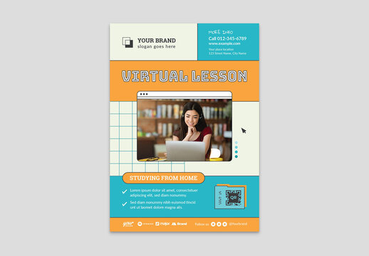 Virtual Lesson Webinar Flyer Template for Remote Learning