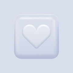 Isolated Like Icon. White Heart Button in Square Shape. Vector illustration