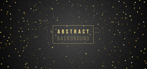 Abstract black gold background glitter web banner