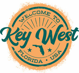 Vintage Key West Florida Vacation Graphic - obrazy, fototapety, plakaty