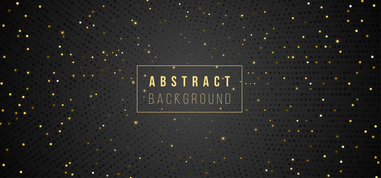 Abstract black gold background glitter web banner