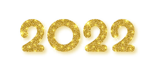 2022 new year background white gold glitter text