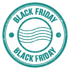 BLACK FRIDAY text written on blue round postal stamp sign