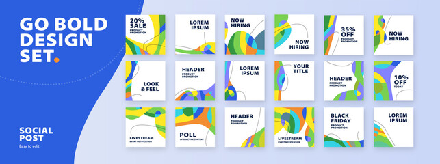 Modern, bold and colorful, abstract vector background with curves for business reports, social posts, presentations, branding and advertising campaigns.