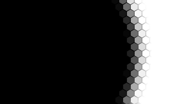 4 black and white mask for transitions based on a hexagonal grid. Bright and dynamic transition for videos and photos. Looped