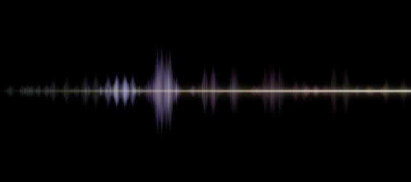 Digital Sound Waves in blue,purple,pink,orange,Technology or earthquake wave on black background,Vector futuristic abstract of dynamic music visualization, Design for music industry in multicolour
